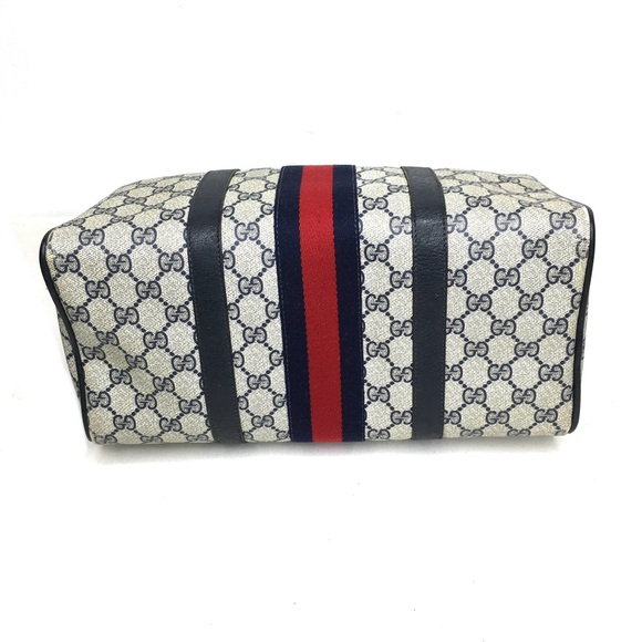 Authentic GUCCI Boston satchel bag navy grey monogram coated canvas - Picture 10 of 16